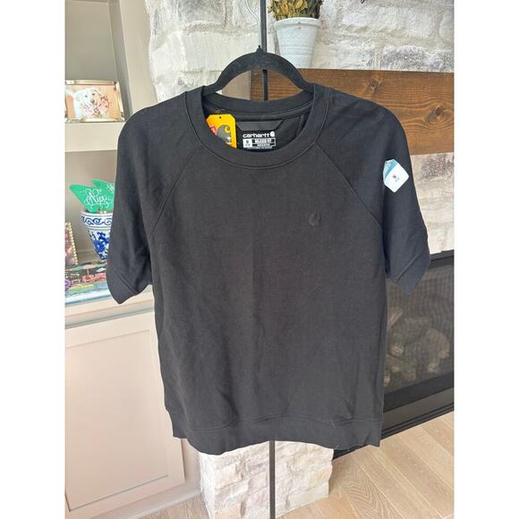 Carhartt Women's Black Relaxed Fit French Terry Short-Sleeve Sweatshirt Size M - Picture 2 of 5